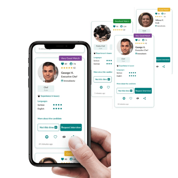 Matched and ranked candidates on Laboro app